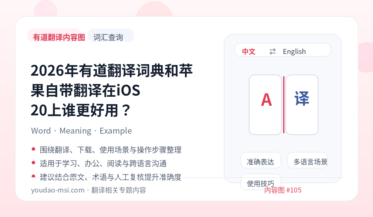 2026年有道翻译词典和苹果自带翻译在iOS 20上谁更好用？