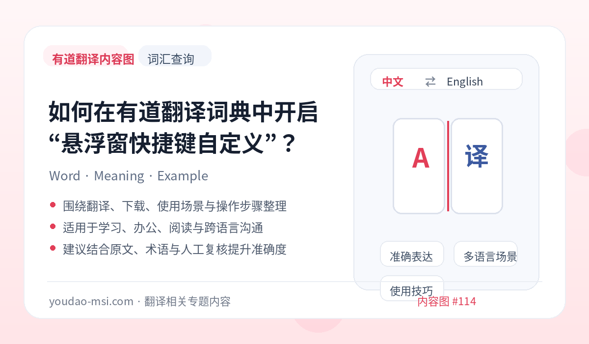 如何在有道翻译词典中开启“悬浮窗快捷键自定义”？