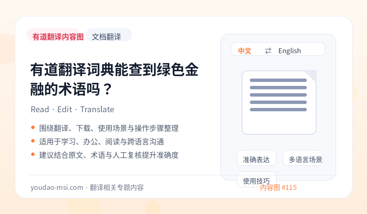 有道翻译词典能查到绿色金融的术语吗？